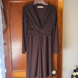 Ladies, long sleeve brown dress, Evan Picone